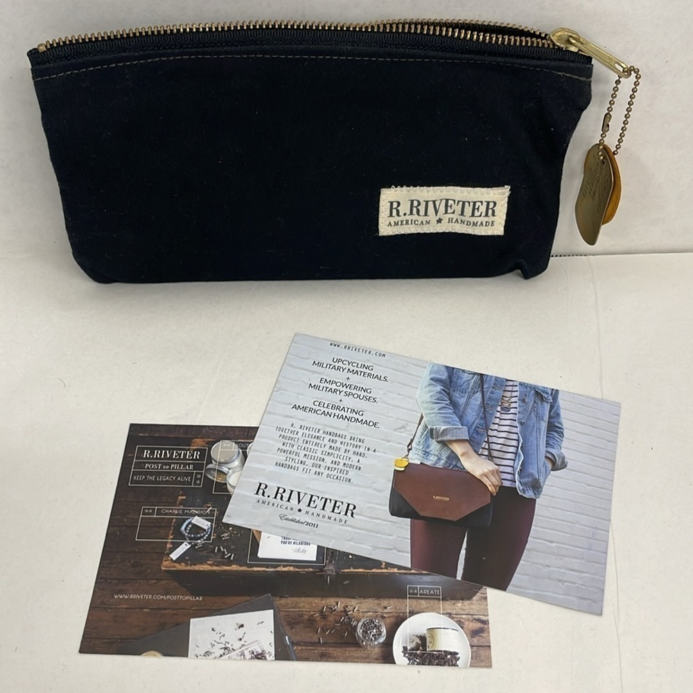 R. Riveter Lucy Zipper Pouch Black NWT bag clutch makeup holder